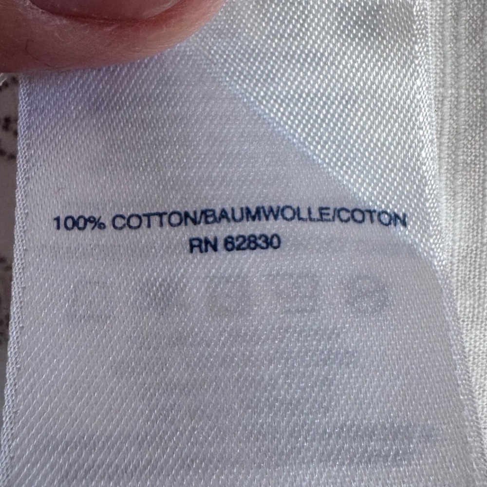 Lands End Womens White Grey Floral Cotton Roll Tab Button Down Shirt Large 14-16 - Picture 2 of 9